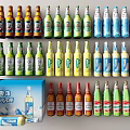 Neatly Arranged Colorful Wine Bottles and Glasses Display with Packaging Box