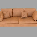 Brown Leather Two Seater Sofa With Modern Design And Comfortable Cushions 3d model