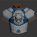Decorative Daily Life Product Armor Styled With Lion Head Design Blue Silver And Orange Accents