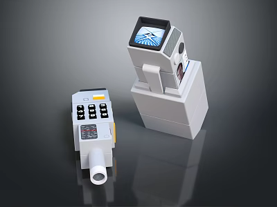 Gray Mechanical Robot Components With Display Screen And Control Panel Buttons 3d model