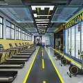 Modern ETM Fitness Club Interior With Dumbbell Logo And Front Counter