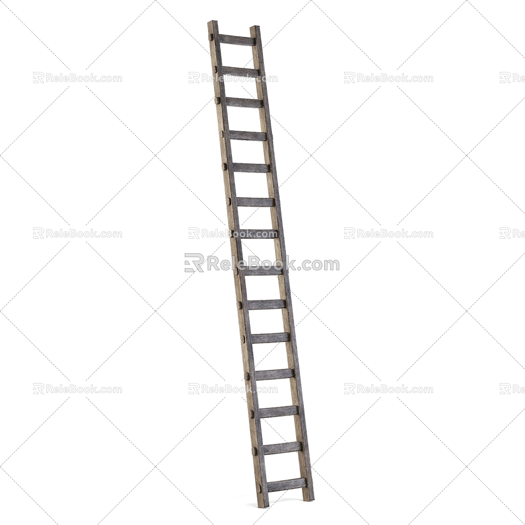 Ladder climbing ladder wooden ladder building body 3d model