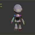Animated Robot Game Movie Character 3D Model With Silver Body Yellow Eyes And Mechanical Design