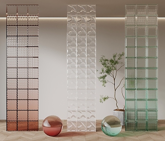 Modern Glass Tile Partition Pattern Glass Brick Glass Wall Embossed Glass Screen Changhong Glass Screen 3d model