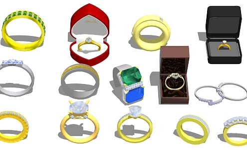 Modern Ring Gold Silver Jewelry Diamond Ring 3d model