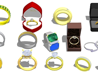 Modern Ring Gold Silver Jewelry Diamond Ring 3d model