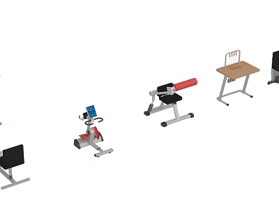 Essential Home Gym Fitness Equipment Including Rowing Machines Exercise Benches and Dumbbell Racks 3d model