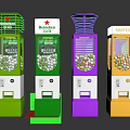 Interactive Zone With Colorful Ball Vending Machines Of Various Brands And Colors