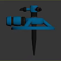Blue Hardware Tool with Circular Handle Valve and Metal Spiked Base 3d model