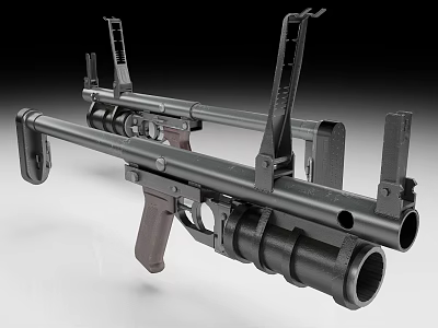 Tactical Firearm Model With Black Metal Structure And Brown Grip Design 3d model Tactical Firearm Model With Black Metal Structure And Brown Grip Design 3d model