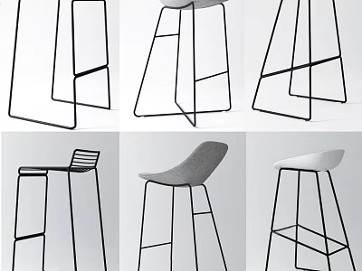 Modern Metal Frame Bar Stools With Sleek Designs For Kitchen And Bar Use 3d model