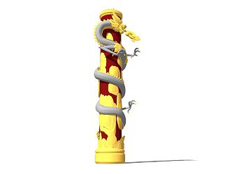 Chinese style column landscape column 3d model