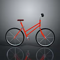 Red Bicycle With Brown Seat Black Wheels And White Spokes On Reflective Surface