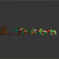 Various Colorful Trees and Plants with Different Shapes in 3D Illustration Style