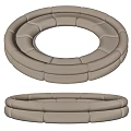Modern Unique-shaped Sofa With Circular Ring Design And Light Beige Fabric Upholstery 3d model