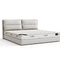 Modern Double Bed With Twin Padded Headboard And Textured Mattress