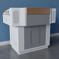 Modern Functional Desk With White Body Wooden Top And Side Ventilation Holes