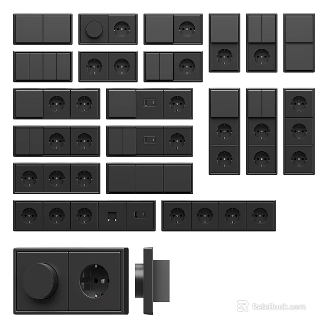 Black Wall Mounted Hooks With Various Designs And Combinations For Home Use 3d model 
