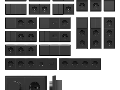 Black Wall Mounted Hooks With Various Designs And Combinations For Home Use 3d model