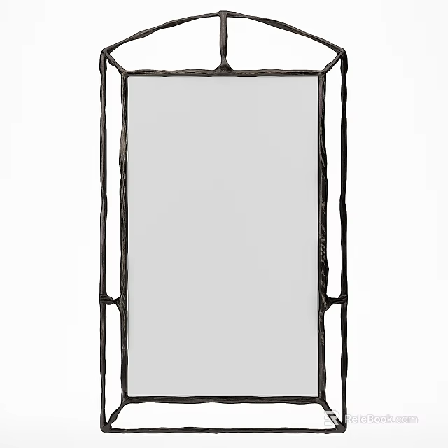 Rectangular Decorative Mirror With Black Metal Frame For Modern Home Decor 3d model 