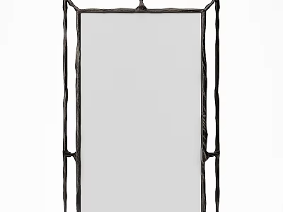 Rectangular Decorative Mirror With Black Metal Frame For Modern Home Decor 3d model