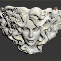White Heart Shaped Sculptural Vase With Carved Face And Curly Hair Design