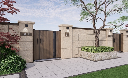 Modern Gate Villa Entrance Gate View Wall 3d model