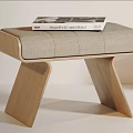 Poliform Modern Stools With Wooden Frame Grey Seat And Metal Frame Red Leather Seat Green Plant