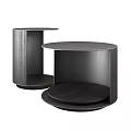 Modern Round Dark Colored Dining Tables With Unique Base And Double Layer Design 3d model