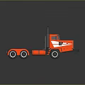 Red Semi Truck with Modern Cab Design Shiny Wheels and Reflection on Dark Surface 3d model