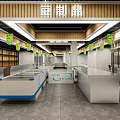 Modern Supermarket Department Store Braised Products Area With Wooden Decor And Lighting Strips