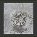 Square Display Panel with Manhole Cover Design Cracked Surface and Gray Textured Finish