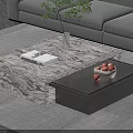 Stylish Marble Top Coffee Table With Open Black Drawer Book And Green Plant Vase