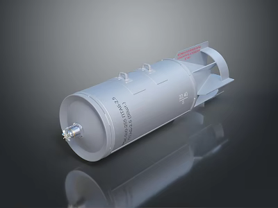 Military Missile Component With Metallic Casing And Guidance System 3d model