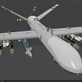 White Military Surveillance Drone With Extended Wings And Mounted Air To Ground Missiles
