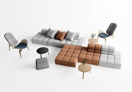 Modern Sofa Coffee Table Combination Leisure Sofa Combination 3d model
