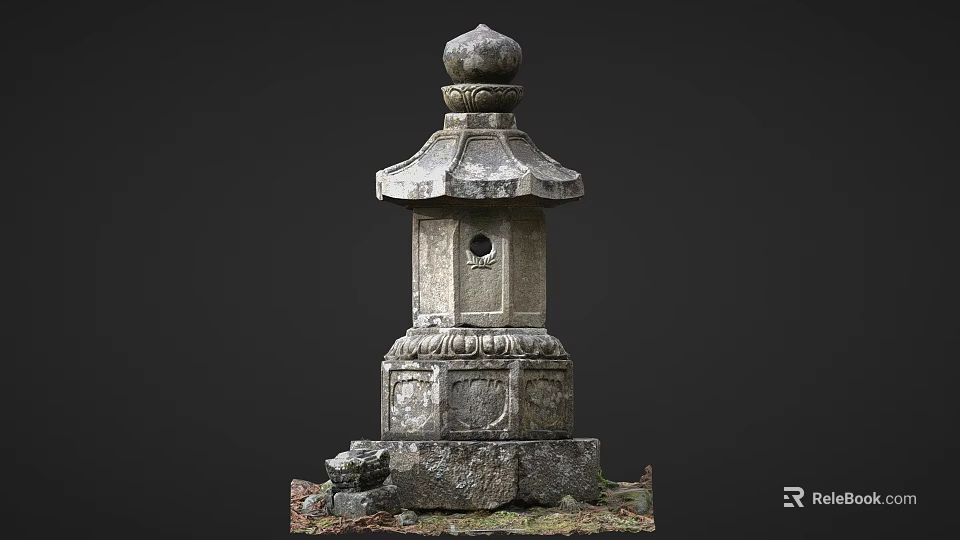 Traditional Stone Lantern Garden Furniture With Carved Details And Solid Base 3d model 
