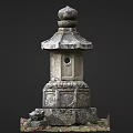 Traditional Stone Lantern Garden Furniture With Carved Details And Solid Base
