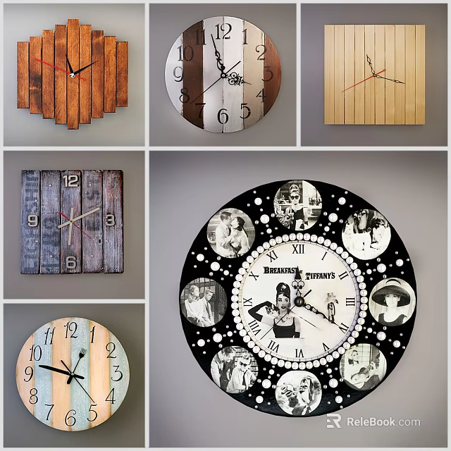 Vintage And Wooden Decorative Clocks With Unique Patterns And Various Designs For Home Wall 3d model 