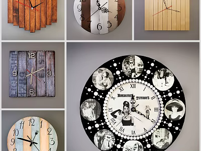 Vintage And Wooden Decorative Clocks With Unique Patterns And Various Designs For Home Wall 3d model