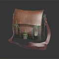 Brown Vintage Leather Crossbody Bag With Textured Surface And Metal Buckles