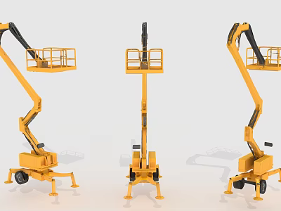 Yellow Aerial Work Platforms Different Types Industrial Mobile Lifts With Working Platforms 3d model