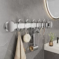Modern Bathroom Set with Wall Mounted Hook Rack Towel Hair Dryer Mirror and Sink Counter