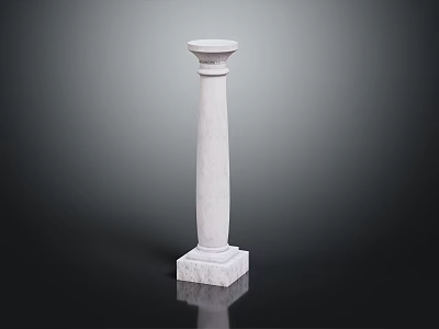 White Marble Column With Modern Minimalist Design Polished Surface And Square Base 3d model