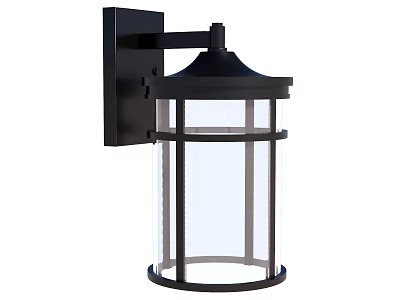 Modern Black Metal Wall Sconce with Clear Glass Shade and Cylindrical Design 3d model