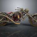 Skeleton Themed Motorcycle With Skull Head Bone Structure And Spiked Wheels