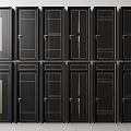 Modern Black Hinged Doors With Diverse Panel Patterns For Interior Spaces 3d model