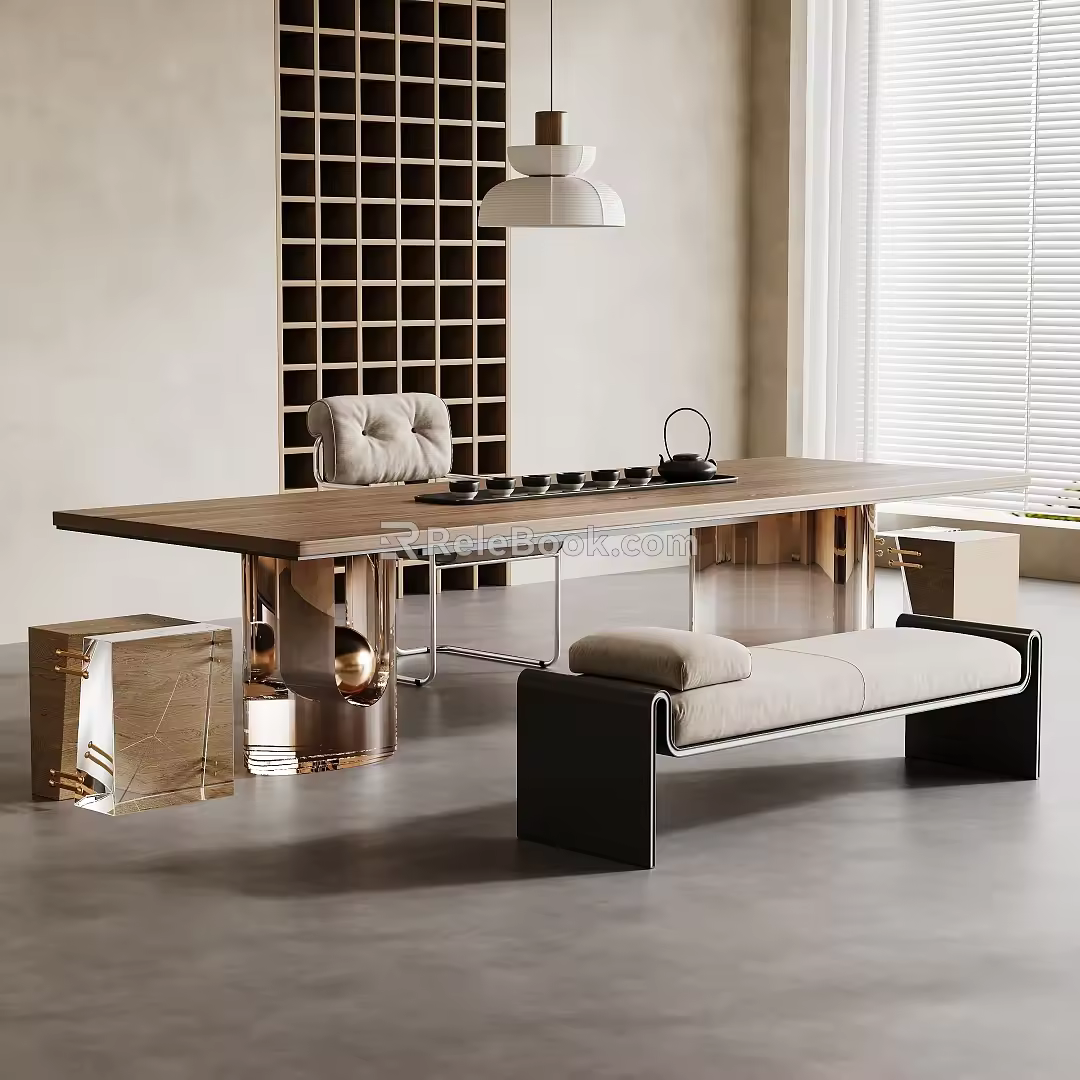 Modern Tea Table and Chair Tea Table and Chair Combination 3d model