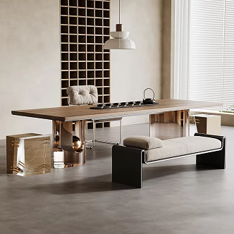 Modern Tea Table and Chair Tea Table and Chair Combination 3d model