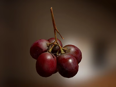 Fresh Ripe Red Grapes Bunch Hanging On Vine With Juicy Texture And Natural Look 3d model